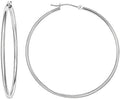 14k White Gold Classic Round Hoop Earrings