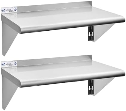 Hally Stainless Steel Shelf 2 Pack Wall Mounted Metal Shelves 12"x24" NSF by HallySinksTablesH