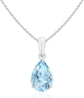 Angara Natural Aquamarine Solitaire Pendant for Women | Pear-Shaped Aquamarine Solitaire Pendant in 14K Solid Gold/Silver/Platinum With 18" Chain | March Birthday, Gemstone Jewelry Gift