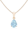 Angara Natural Aquamarine Solitaire Pendant for Women | Pear-Shaped Aquamarine Solitaire Pendant in 14K Solid Gold/Silver/Platinum With 18" Chain | March Birthday, Gemstone Jewelry Gift