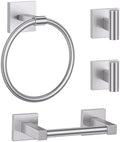 Brushed Nickel Bathroom Accessories, Toilet Paper Holder, Towel Ring & Hook by LairuierBathroomHardwareSet
