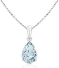 Angara Natural Aquamarine Solitaire Pendant for Women | Pear-Shaped Aquamarine Solitaire Pendant in 14K Solid Gold/Silver/Platinum With 18" Chain | March Birthday, Gemstone Jewelry Gift