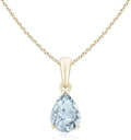 Angara Natural Aquamarine Solitaire Pendant for Women | Pear-Shaped Aquamarine Solitaire Pendant in 14K Solid Gold/Silver/Platinum With 18" Chain | March Birthday, Gemstone Jewelry Gift