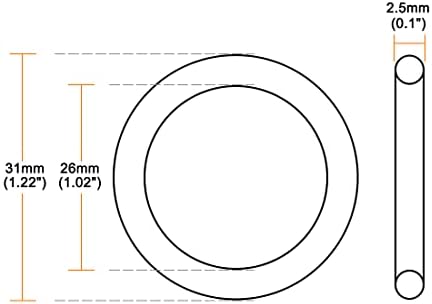 uxcell Nitrile Rubber O-Rings 31mm OD 26mm ID 2.5mm Width, Metric Nitrile - Image 3