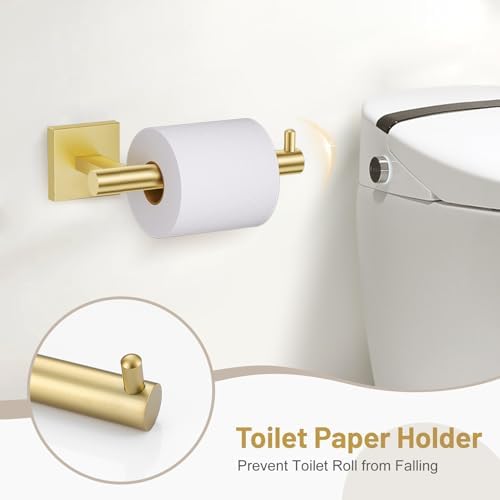 5 Pieces Bathroom Hardware Set Brushed Gold Towel Bar Set Includes 23.6” Towel - Image 4