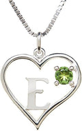 Silver Sterling Necklace Initial Letter A-Z Birthstone for Women – Personalized Custom Jewelry Pendant with Heart Design Customized Dainty Charm for Wife Girlfriend Mom – 18" Box Chain