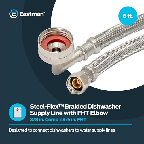 Eastman 6 foot Dishwasher Supply Line, 3/8 Inch Compression x 3/4 Inch FHT Elbow - Image 2