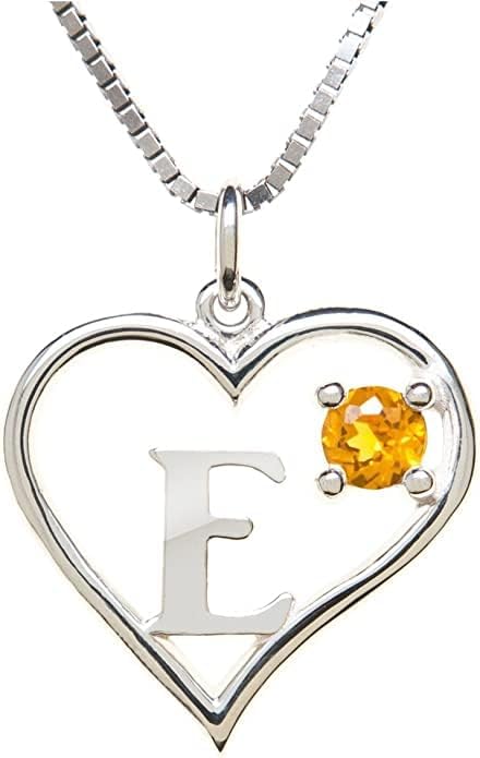 Silver Sterling Necklace Initial Letter A-Z Birthstone for Women – Personalized Custom Jewelry Pendant with Heart Design Customized Dainty Charm for Wife Girlfriend Mom – 18" Box Chain