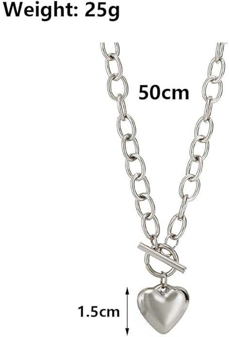 Chunky Gold Heart Necklace for Women,Y2K Big Heart Statement Necklace Long Puffy Hearts Chain Charm Necklaces Trendy Jewerly