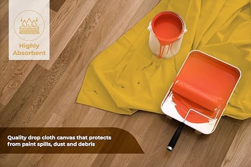 Canvas Drop Cloth for Painting 4x12 feet Pack of 2-8oz Painters Drop Cloths for - Image 2