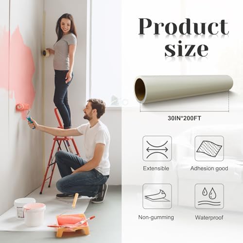 Amylove 30 Inch X 200 ft Carpet Plastic Protection Film, Transparent - Image 2