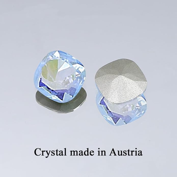 AOBOCO Sterling Silver Leverback Earrings Embellished with Crystals from Austria, Hypoallergenic Cushion Cut Square Crystal Earrings, Fine Anniversary Birthday Jewelry Gifts for Women