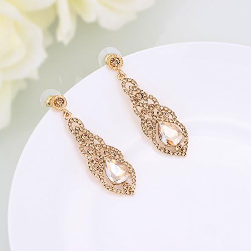 mecresh Women's Alloy Teardrop Crystal Chandelier Dangle Earrings