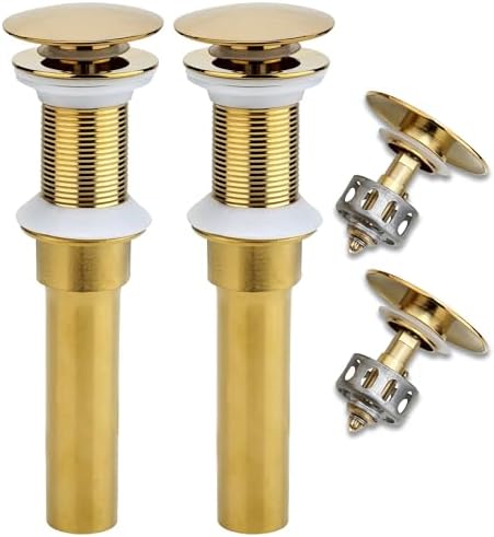 Rockgoya Bathroom Sink Drain, 2 Pack Gold Drain Stopper Bathroom Sink Without by Rockgoya