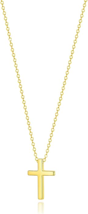 Zeffy Cross Necklace for Women, 18k Gold/Silver Plated Tiny Cross Pendant Necklace Simple Layered Cross Necklaces Gold Jewelry for Women