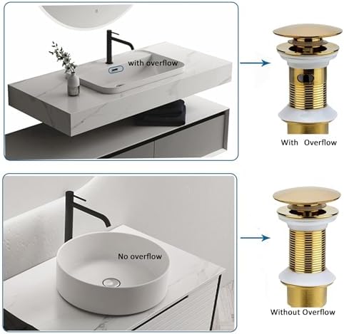 Rockgoya Bathroom Sink Drain, 5 Pack Gold Drain Stopper Bathroom Sink - Image 4