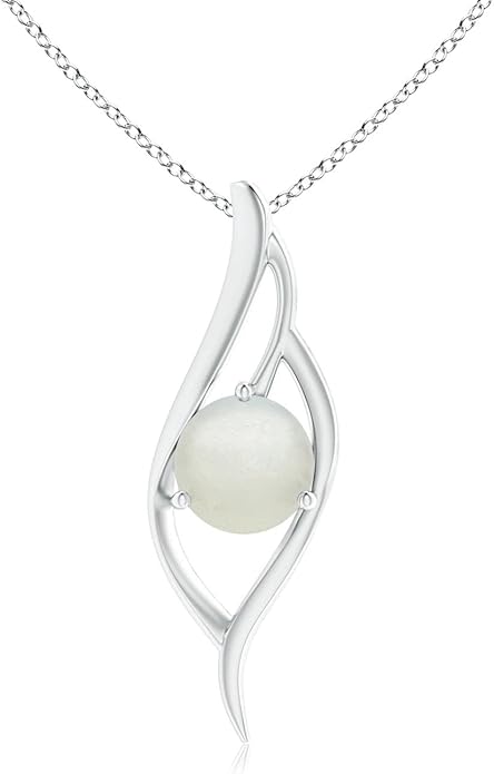 Angara Natural Moonstone Pendant for Women | Moonstone Angel Wing Bypass Pendant in 14K Solid Gold/Platinum With 18" Chain | Birthday, Anniversary, Gemstone Jewelry Gift