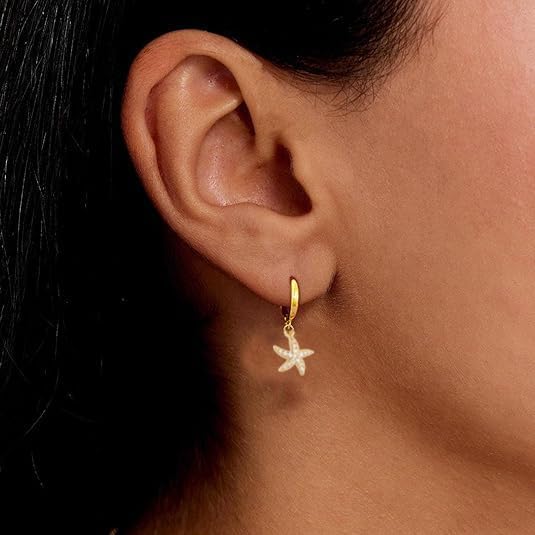 Starfish Earrings for Women Gold Sea Shell Earrings Summer Beach Vacation Outfits for Women
