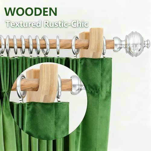 6 Pack Curtain Hooks for Wall, Wooden Shower Rod Holder - Image 7