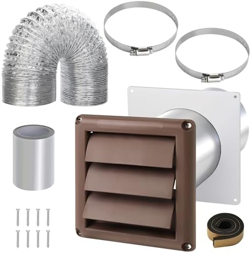 4 Inch Dryer Vent Kit with Hose/Duct Connector/Wall Plate, 9ps Duct Vent Kit by JIANBENKJ
