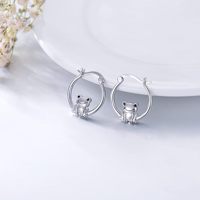 JUSTKIDSTOY Hypoallergenic Panda/Unicorn/Hummingbird/Dolphin Hoop Earrings for Women 925 Sterling Silver Animal Huggie Hoop Earrings Jewelry Gifts for Sensitive Ears