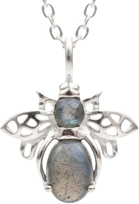 925 Sterling Silver Animal Pendant Necklace Collection for Women | Handmade Natural Gemstone Jewelry | Cat, Bee, Turtle & Bug Designs | Hypoallergenic Silver Necklace Gift for Her