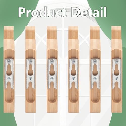 6 Pack Curtain Hooks for Wall, Wooden Shower Rod Holder - Image 5