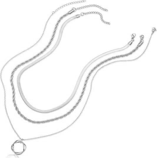 Evabelle Gold Layered Necklace for Women Trendy Jewelry 14K Real Gold Plated Chunky Chain Stackable Necklaces Dainty Choker Necklaces Rectangle Square Pendant