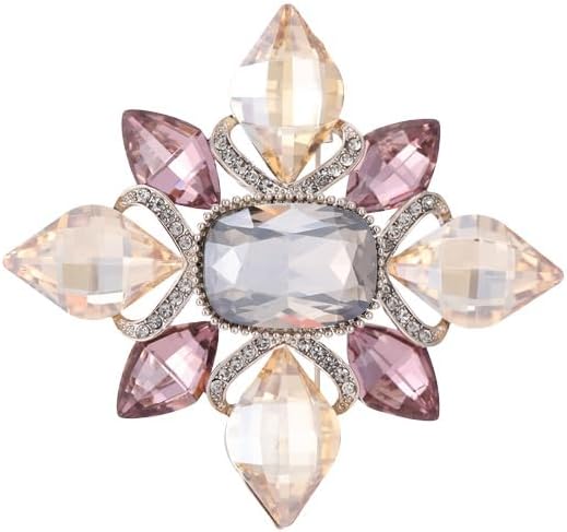14K Gold Retro Moissanite Brooch, High-Grade Rhombus Flower Pin, Exquisite Court Style Jewelry for Women