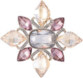 14K Gold Retro Moissanite Brooch, High-Grade Rhombus Flower Pin, Exquisite Court Style Jewelry for Women