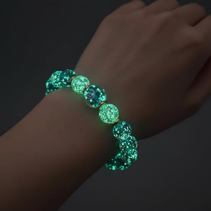 Handmade Glow-in-the-Dark Beaded Bracelet, Luminous Wrist Accessory, Fashion Bracelet for Women, Ideal Gift for Night Events, Parties & Birthdays