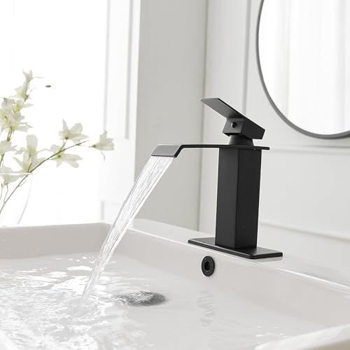 Waterfall Bathroom Faucet, Matte Black, Stainless Steel - Image 3