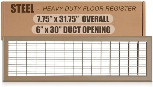 1 Pack 30" x 6" Floor Register Covers, Heavy Duty Steel Walk-on Return Air by Landical