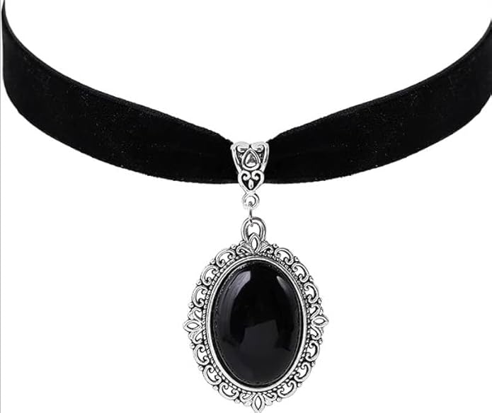 Sacina Black Velvet Victorian Choker, Black Choker, Goth Gothic Necklace, Vintage Necklace, Costume Jewelry, Halloween Christmas Jewelry Gift for Women