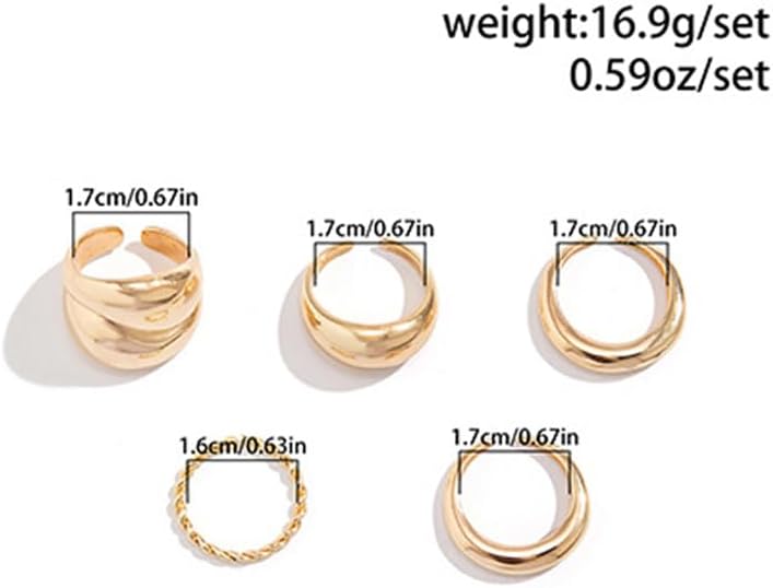 MIFYNN Chunky Gold Rings for Women Gold Silver Adjustable Thick Ring Fashion Statement Ring Open Dome Ring Chunky Silver Rings Geometric Curved Minimalist Simple Rings