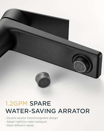FORIOUS Single Hole Bathroom Faucet Black Matte, Commercial Faucet - Image 4