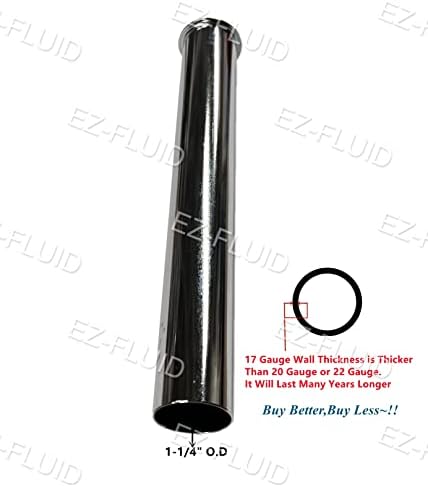EZ-FLUID 1-1/4" x 9" Heavy Duty Thick Commercial Grade 17GA Chrome Brass - Image 2