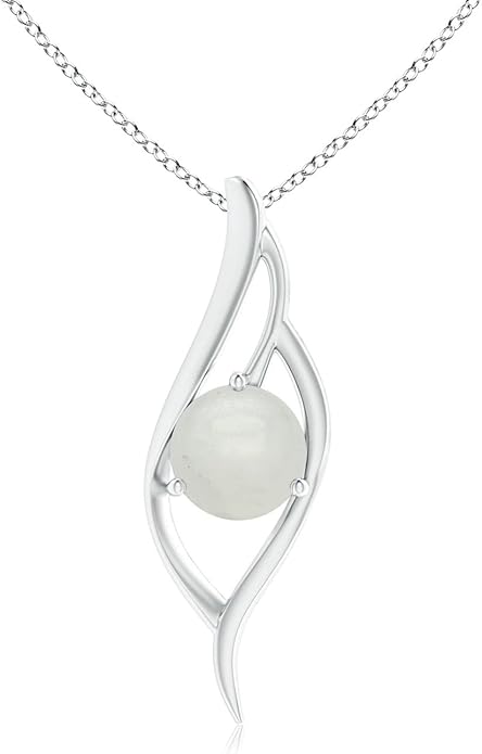 Angara Natural Moonstone Pendant for Women | Moonstone Angel Wing Bypass Pendant in 14K Solid Gold/Platinum With 18" Chain | Birthday, Anniversary, Gemstone Jewelry Gift