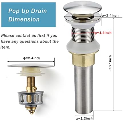 Rockgoya Bathroom Sink Drain, Drain Stopper Bathroom Sink Without Overflow - Image 2