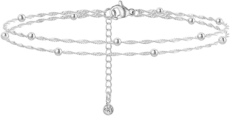 DEARMAY Dainty 14K Gold Plated Ankle Bracelets for Women, Waterproof 14K Gold Plated Link Chain Anklets Non Tarnish Set Pack Summer Beach Jewelry Gift