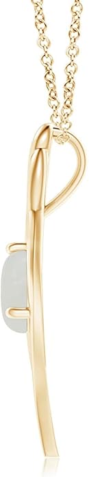 Angara Natural Moonstone Pendant for Women | Moonstone Angel Wing Bypass Pendant in 14K Solid Gold/Platinum With 18" Chain | Birthday, Anniversary, Gemstone Jewelry Gift