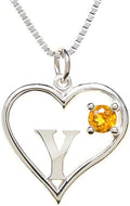 Silver Sterling Necklace Initial Letter A-Z Birthstone for Women – Personalized Custom Jewelry Pendant with Heart Design Customized Dainty Charm for Wife Girlfriend Mom – 18" Box Chain