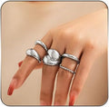 MIFYNN Chunky Gold Rings for Women Gold Silver Adjustable Thick Ring Fashion Statement Ring Open Dome Ring Chunky Silver Rings Geometric Curved Minimalist Simple Rings