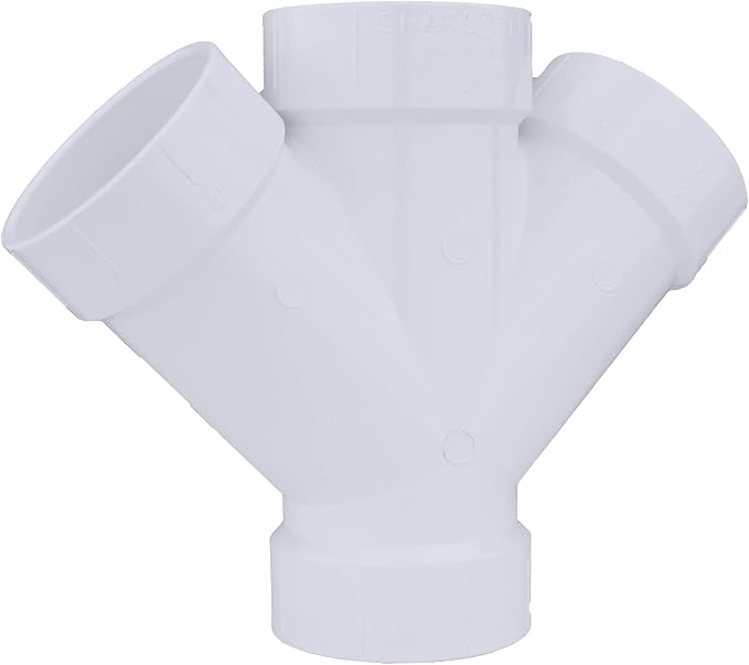 Charlotte Pipe Schedule 40 4 in. Hub X 4 in. D Hub PVC 15 in. Double Wye 1 pk by Charlotte+Pipe