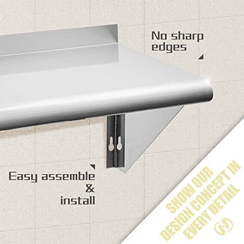 Hally Stainless Steel Shelf 18 x24 NSF Commercial Wall Mount Rack Shelving - Image 5
