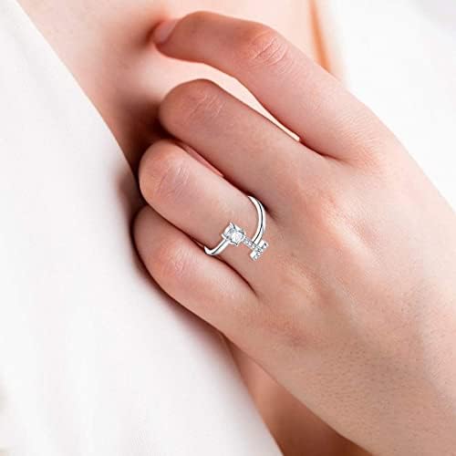 STARCHENIE Adjustable Initial Ring for Women 925 Sterling Silver Letters A-Z 26 Alphabet Rings Size 7