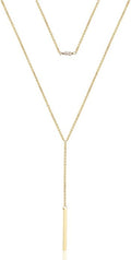 Turandoss Dainty Layered Choker Necklace, Handmade Y Pendant Necklace Multilayer Bar Disc Necklace Adjustable Layering Choker Necklaces for Women