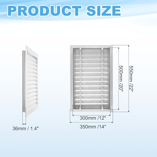 PATIKIL 22 x 14 Inch Gable Vent, 12 x 20 Inch Duct Opening Size - Image 2
