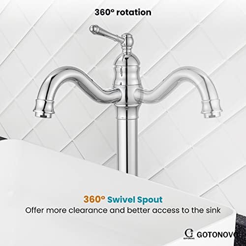 gotonovo Vintage Bathroom Vessel Sink Faucet, Polish Chrome, - Image 6