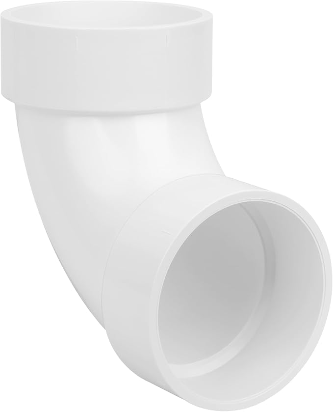 4" PVC DWV Sanitary 90-Degree Elbow White SCH40 4" PVC DWV 90° Elbow Pipe by Lswteiz